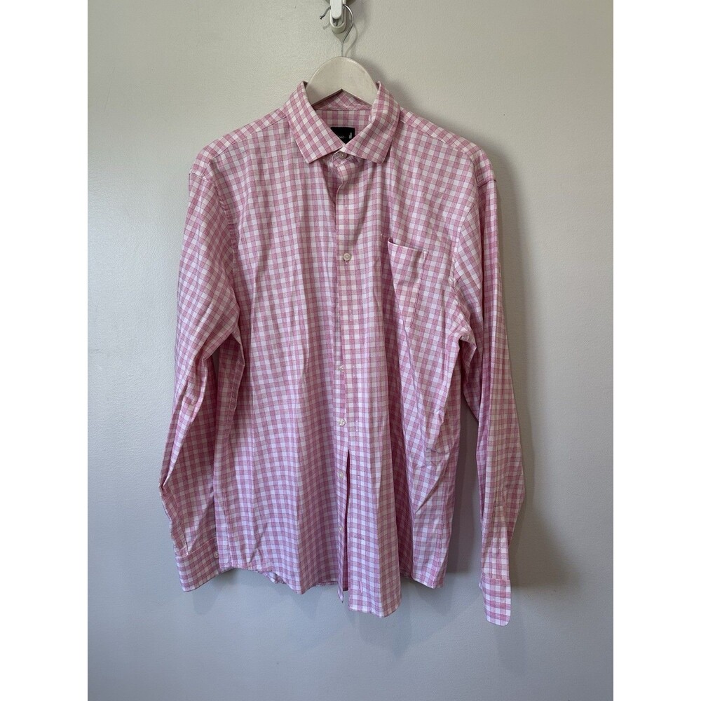Johnnie-O Performance Pink White Plaid Long Sleeve Button Up Shirt Large